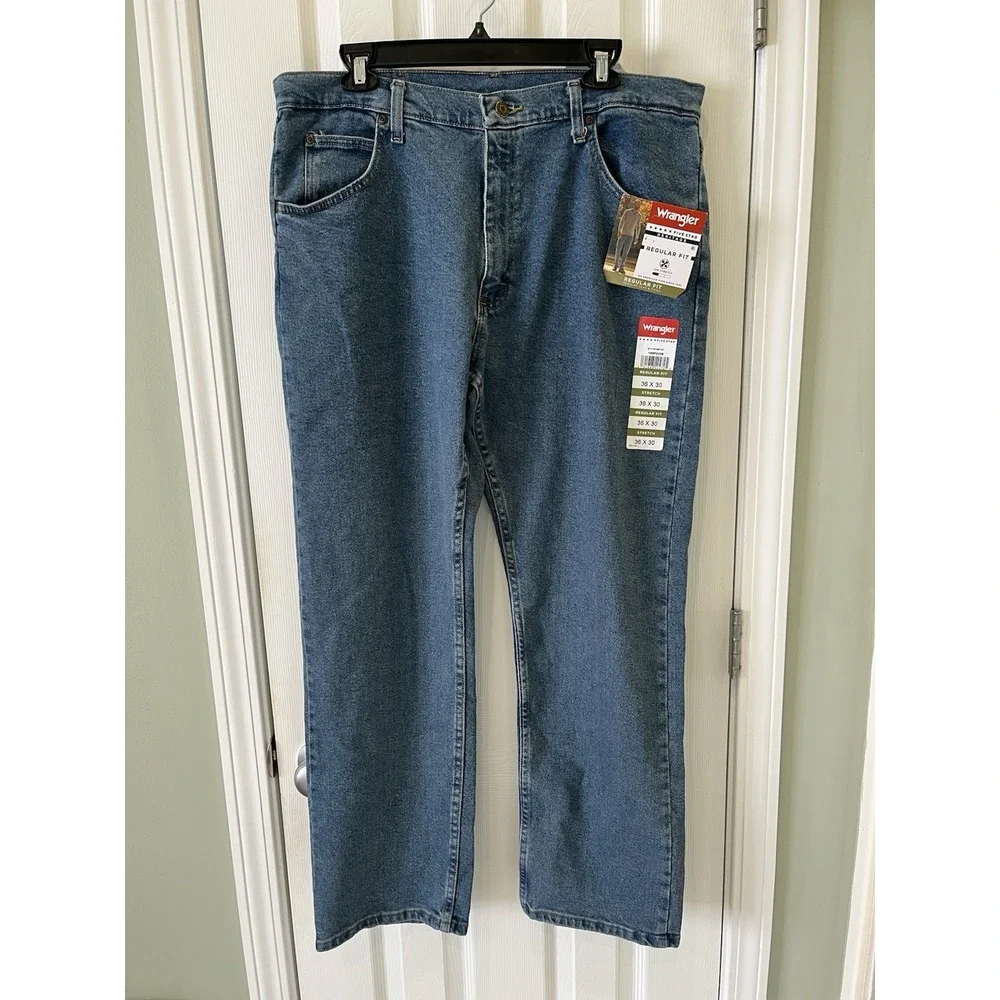 NWT Wrangler 5 Star Heritage Men 36x30‎ Relaxed Fit Stretch Jeans Premium Denim